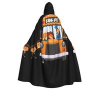 School Bus Printing 57.8 Inches Length Adult Vampire Hooded Cloak,Hooded Cloak For Halloween Role Playing With Tie