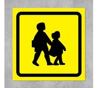 School bus symbol safety sign - Self adhesive sticker 200mm x 200mm Case (Pack of 20)