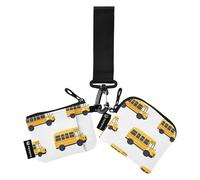 School Bus White_1 Dual Wristlet Wallets for Women Compact Size Zipper Cash Coin Purse with Zipper Coin Pocket for Men Women 2 Pcs, Multicolor, 4.13"(L) x 3.5"(W), Travel Accessory
