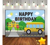 School Bus Yellow Wheels Bus Kindergarten Background Photo Surprise Baby Shower Decoration Custom Birthday Backdrop Freedom
