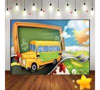 School Bus Yellow Wheels Bus Kindergarten Birthday Decoration Background Freedom Baby Shower Print Wall Decorations Backdrop Party Background Photo Custom Backdrop Party