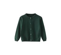 School Cardigans for Girls Cable Knit Cardigan Sweater Crewneck Long Sleeve Knitwear Kids Unisex Plain Button Down Uniform Schoolwear Cardigans School Jumper (Blackish Green, 7-8 Years)