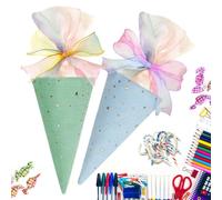 School Cone | Pack of 2 Candy Bags | Packaging Snack Popcorn Candy with Twist Closure | School Supplies Teachers Parties Class Kids Events