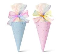 School Cone | Pack of 2 Packaging Candy Bags | Snack Popcorn Wrap Packaging with Twist Straps | Teacher Gifts Classroom Party Surprise Children's Party