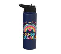 School Counselor Heart Rainbow Cute School Counselor Stainless Steel Insulated Water Bottle