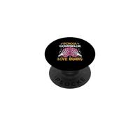 School Counselor Love Brains Funny Halloween School PopSockets Adhesive PopGrip