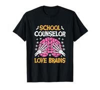 School Counselor Love Brains Funny Halloween School T-Shirt