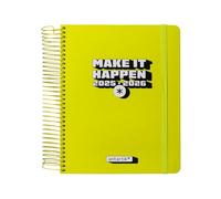 School diary antartik 25-26 spiral neon yellow day page A5 bilingual FSC paper 80 g.