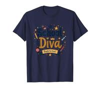 School Diva Back to Cool Girls Student Queen Starry Pencils T-Shirt, Men, Navy, M