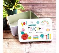 School Doodles Thank You Teacher Rectangle Personalised Treat Tin Personalised Gift | Custom Gift | Personalized Tin | Cake, Biscuit & Treat Tins | Gift For Her | Gift For Him