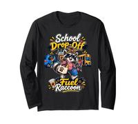 School Drop Off Fuel Raccoon Coffee Lover Iced Latte Long Sleeve T-Shirt