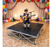 School Events Portable Stages Platform for Kid/Adult, 12'' 15 20 39 48 Inch Square Black Stage Platform Modular Unit for Music Performances/Wedding Receptions(H-40 cm/16'',122x122cm/48x48'')