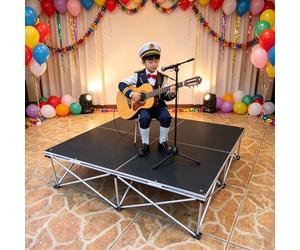 School Events Portable Stages Platform for Kid/Adult, 12'' 15 20 39 48 Inch Square Black Stage Platform Modular Unit for Music Performances/Wedding Receptions(H-80 cm/31'',122x122cm/48x48'')