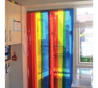 School Free Flow Rainbow - PVC Strip Curtain Kit - 200mm x 2mm - 1.1m(w) x 2m(h) Ideal for Schools and Nurseries