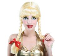 School Girl Blonde Wig with Wired Plaits