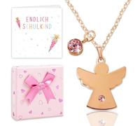 School Girl Gift, Guardian Angel Necklace with Greeting Card and Gift Box, School Cone Filling First Day of School Girl Gift, for Happiness & Protection