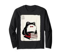 School Grumpy Frog Funny Kawaii Japanese Long Sleeve T-Shirt