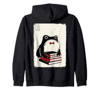 School Grumpy Frog Funny Kawaii Japanese Zip Hoodie