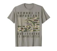 School is Important But Fishing is Importanter Funny Camo T-Shirt