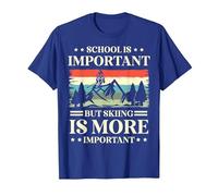 School is Important But Skiing is More Important Ski Lover T-Shirt, Men, Royal Blue, 3X-Large