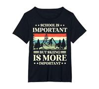 School is Important But Skiing is More Important Ski Lover T-Shirt, Women's Plus, Black, 3X