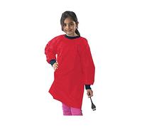 School Kids Craft Time Art Class Protective Wipe Clean Smock Apron (6-8 Years, Red)