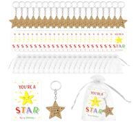School Leaver Gift Teacher to Students, 20Pcs Star Keyring School Leavers Gifts for Students from Teachers 2026 End of Term Token Favor Motivational End of Year Class Gifts You're a Star Keep Shining