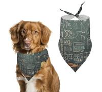 School Math Dog Bandana Washable & Adjustable Triangle Scarf, Breathable Pet Scarf for Small Medium Large Pets, Cute Fashion Pet Accessory
