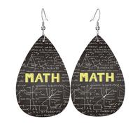 School Math Leather Earring For Women Teardrop Dangle Printed Fashion Accessories Daily Wear Party