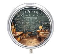 School Math Pill Box Medicine Pill Organizer 3 Compartment Daily Pill Case Small Pill Container Round Pill Holder Travel Pill Box Metal Pill Case for Purse Pocket