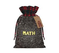 School Math Print Burlap Plaid Gift Bag, Holiday Drawstring Gift Bags,Party Favor Pouchs, Jewelry Pouch