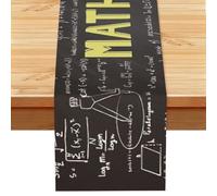 School Math Print Decorative Linen Table Runner for Everyday Dining Wedding Party Holiday Home Decor