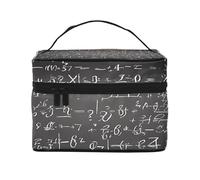 School Math -Print Waterproof Large Cosmetic Bag for Travel & Gym, Makeup Organizer with 4 Elastic Straps & Compartments,Premium Twill Fabric.