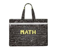 School Math Printed Document Bag Teacher Canvas File Tote Bag Pouch for Work, Casual Handbag for Office School Travel Beach