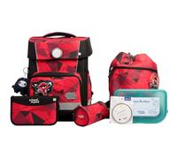 SCHOOL-MOOD Champion Pro School Bag Set 7-Piece 21.5L Storage Space, Ergonomic Easy Fit System for 1 m to 1.50 m Height, Stable, Waterproof Fabric with Reflectors, Kai Ninja, School bag