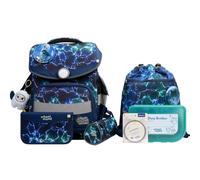 SCHOOL-MOOD Timeless Pro Leni Dog School Bag Set 7-Piece 23.5L Storage Space, Ergonomic Easy Fit System for 1 m to 1.50 m Height, Stable, Waterproof Fabric with Reflectors, Felix Wolf, School bag