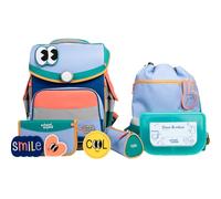 SCHOOL-MOOD Timeless Pro School Bag Set 7-Piece 23.5L Storage Space, Ergonomic Easy Fit System for 1 m to 1.50 m Height, Stable, Water-Repellent Fabric with Reflectors, Happy Sapphire, School bag
