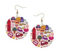 School Newspaper In English Leather Round Earrings Daily Accessories Working At Work Women'S Fashion