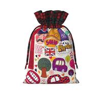 School Newspaper In English Print Festive Drawstring Gift Eco-Friendly Bags Reusable Pouches Birthday Wedding Party
