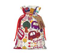 School Newspaper In English Print Holiday Burlap Gift Bag With Drawstring, Small Party Favor Pouches For Christmas Gifting-S Size