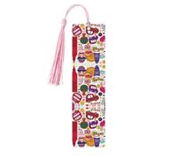 School Newspaper in English Print Reading Page Markers, 5pcs Wooden Bookmarks with Tassels,Teachers Reading Book Lovers Gifts