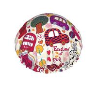 School Newspaper In English Reusable Shower Cap,Double Layer Water Shower Non Wetting Hair Cap,Large Size For All Hair Lengths