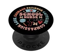 School Nurse Life Circle Art with Caffeine & Courage PopSockets Adhesive PopGrip