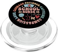 School Nurse Life Circle Art with Caffeine & Courage PopSockets PopGrip for MagSafe