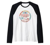 School Nurse Life Circle Art with Caffeine & Courage Raglan Baseball Tee