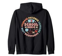 School Nurse Life Circle Art with Caffeine & Courage Zip Hoodie