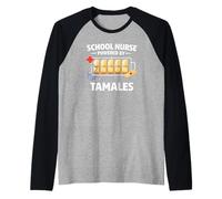School Nurse Powered by Tamales Raglan Baseball Tee