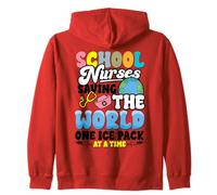 School Nurse Saving the World One Ice Pack Nursing Groovy Zip Hoodie