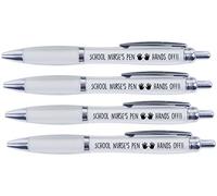 SCHOOL NURSE'S PEN HANDS OFF!!, 4 PRINTED PENS FOR THE SCHOOL NURSE