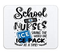 School Nurses Saving The World One Ice Pack At A Time Mousepad 7.9X9.4 Inchch Non-Slip Rubber Base Square Mouse Pads For Computers Laptop Office Home Dorm Desk Decor,Graduation Gifts For Nurses